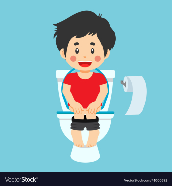 happy cute kid boy sit toilet