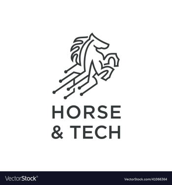 tech horse line art icon logo
