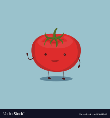 smiling cute tomato waving hand