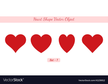 simple flat heart shape object set heart shape