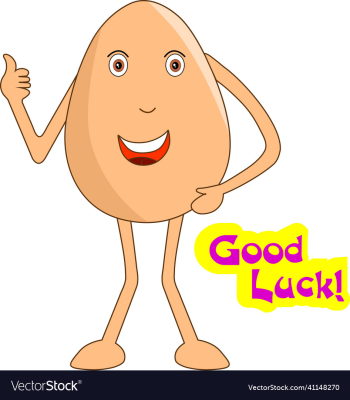 egg making a thumbs-up sign and saying good luck