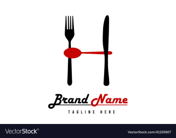 letter h food logo design template