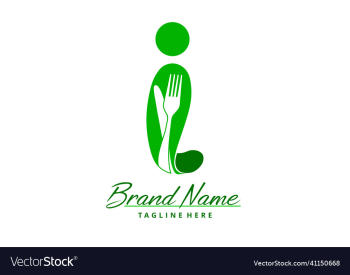 letter i food logo design template