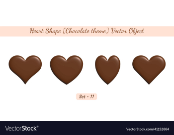 3d chocolate brown color heart shape object set