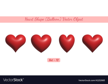 3d glossy heart shape balloon like object set