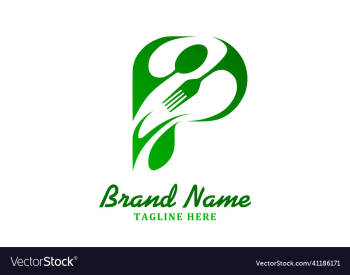 letter p food logo design template