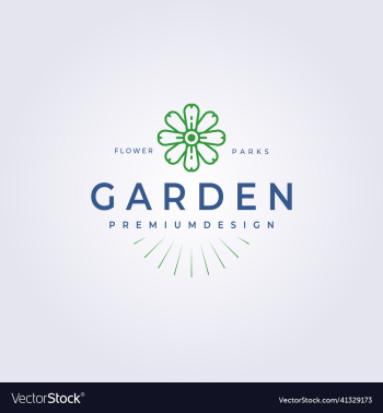flower garden beautiful park logo vintage line