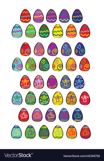 set of colorful painted easter eggs