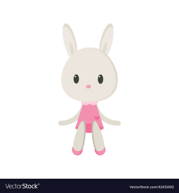cute cartoon bunny doll isolated on white