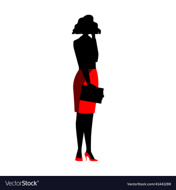 business woman black and red silhouette stand