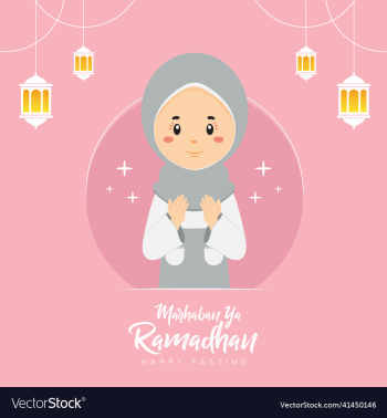 ramadhan greeting background with character