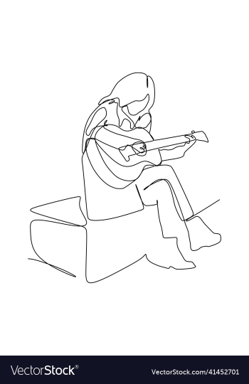 continuous line drawing of female sitting