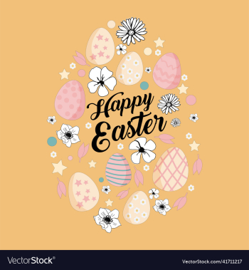 easter floral eggs post card template