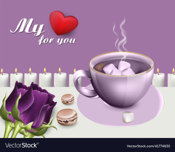 purple flower with i love you background