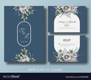 wedding invitation card with daisy flower