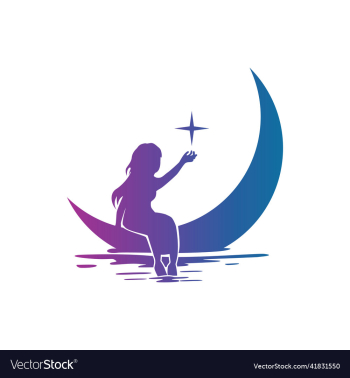silhouette of girl riding the moon