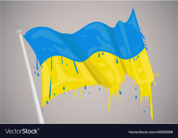 ukrainian flag with paint dripping