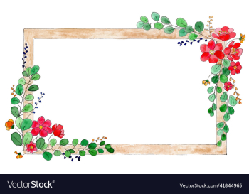 hand drawn golden frame with flowers and leaves