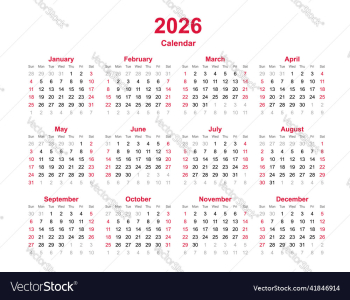calendar year 2026