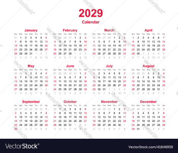 calendar year 2029