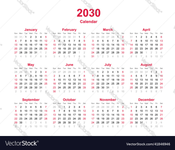 calendar year 2030