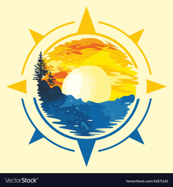 beautiful sun and sea symbol