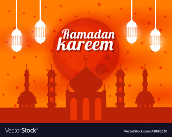 flat ramadan kareem with mosque