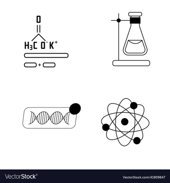 set of science chemistry lab outline icon