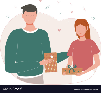 man and woman with gifts