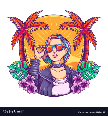 summer rocker girl with colorful hair