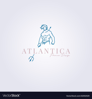 poseidon trident atlantic minimal logo line art