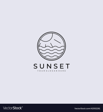 linear sunrise or sunset logo design