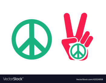 icons of hand and peace symbols hand and two