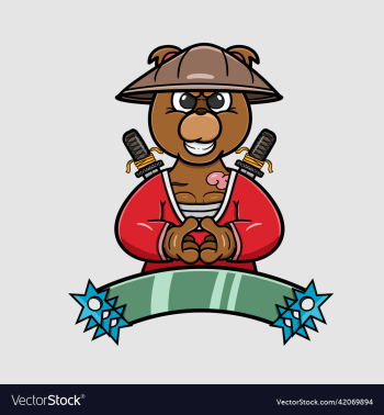 mascot bear ninja logo cartoon