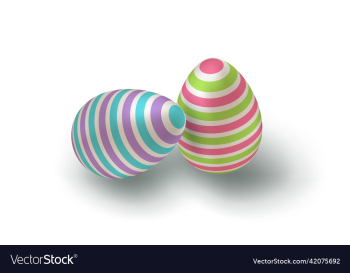 striped colorful eggs in realistic style