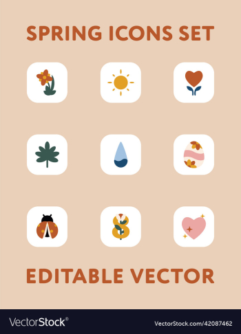 spring icons in pastel color app designs