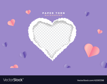 editable purple torn paper design with love shaped