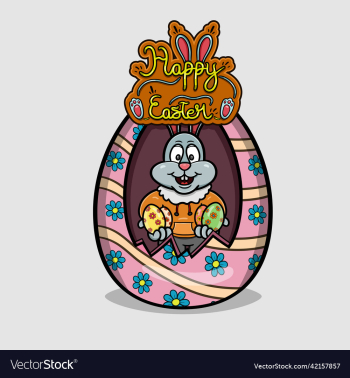 mascot rabbit logo cartoon bring eggs inside eggs