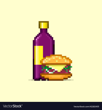 cartoon burger and bottle of drink
