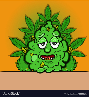 mascot of marijuana cartoon with cannabis