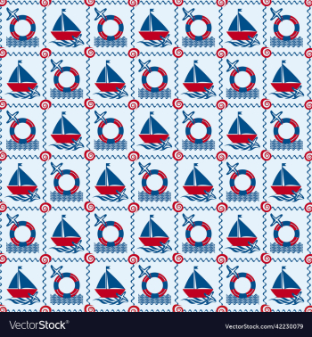 sailor and nautical pattern in blue-red style