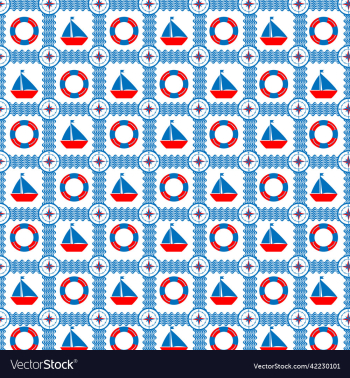 sailor and nautical pattern in blue-red style