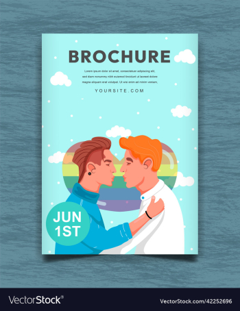 gay couple kissing lgbt pride month brochure