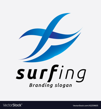 beach surfing sport and wave logo