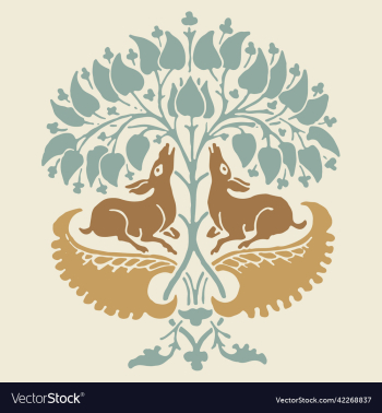 vintage nature emblem with deer trees foliage
