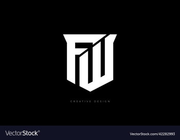 fw letter branding shield shape logo design