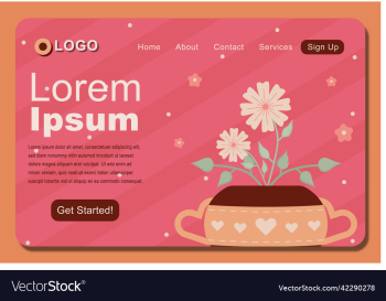 beautiful pot of flowers landing page template