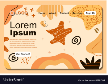 hand drawn abstract shapes landing page template