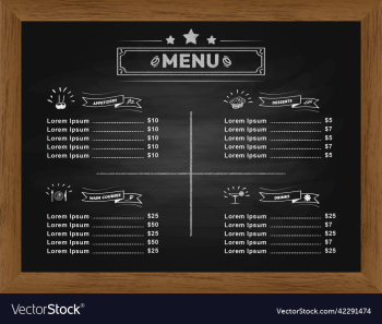 restaurant menu template hand drawn on a blackboar