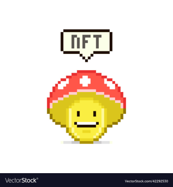 red hat smiling mushroom character with text nft